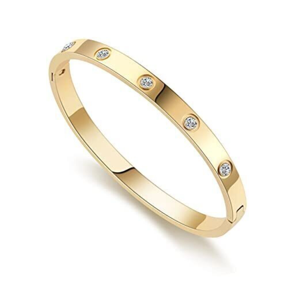 9144 18K Gold-plated Bracelets Trendy Love Bangle Bracelets Stack Stainless